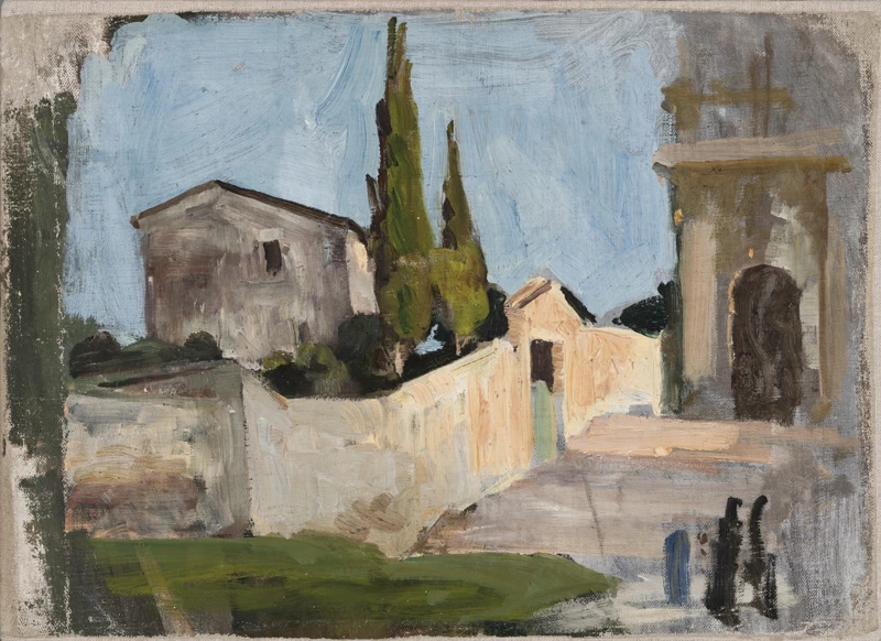 Motivo italiano con muro e case - Art Museum of Estonia's painting collection, Tallinn